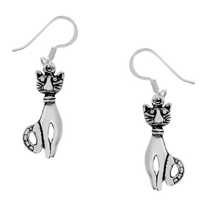 Simpatico gatto orecchini in argento