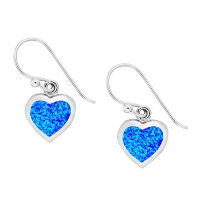 Orecchini Cuore Opale Blu