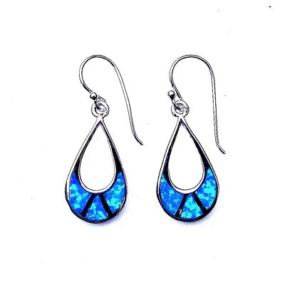Große blaue Opal-Tropfen-Ohrringe