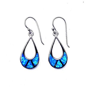 Grandes boucles d'oreilles goutte d'opale bleue