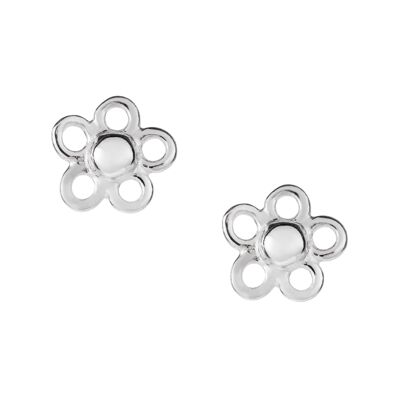 Pretty Silver Flower Studs