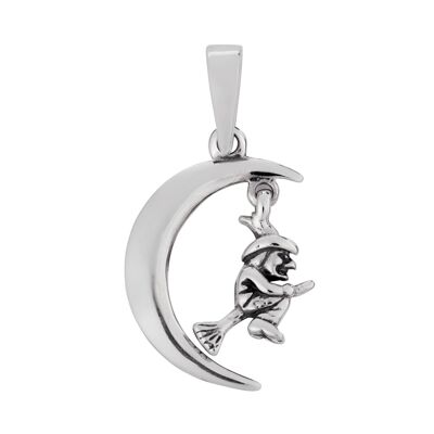 Witch in Moon Pendant