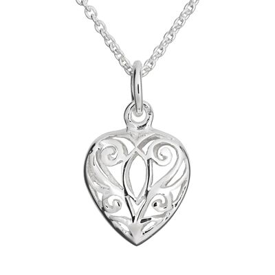 Filigree Puff Heart Necklace