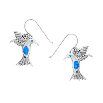 Blue Opal Hummingbird Earrings