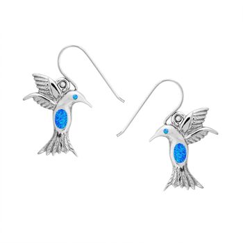 Boucles d'oreilles Colibri Opale Bleue