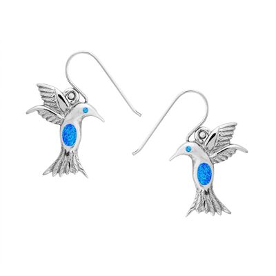 Boucles d'oreilles Colibri Opale Bleue