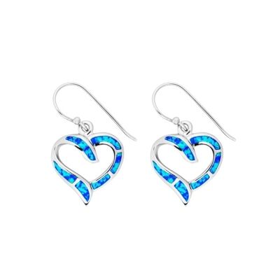 Große blaue Opal-Herz-Ohrringe