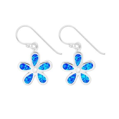 Blue Opal Flower Earrings