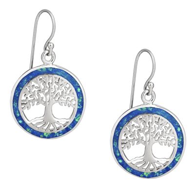 Orecchini albero della vita con opale blu