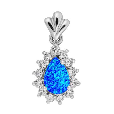 Absolutely Stunning  Blue Opal & CZ Crystal Pendant