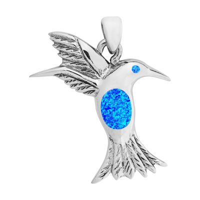 Blue Opal Hummingbird Pendant