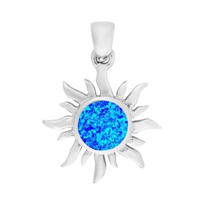 Pendentif Soleil Opale Bleue