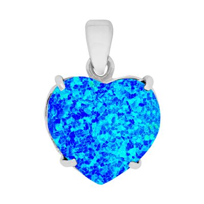 Joli pendentif coeur en opale bleue