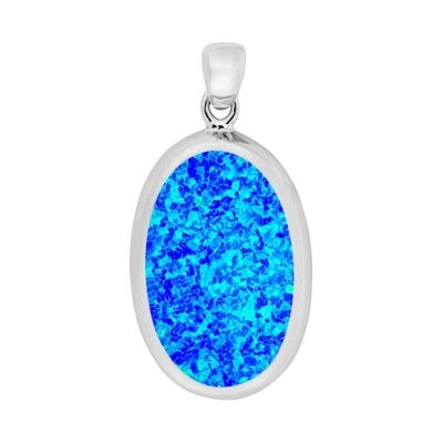 Pendente ovale grande blu opale X