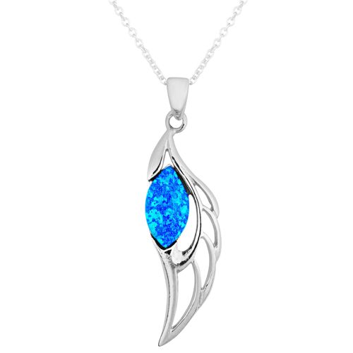 Blue Opal Angel Wing Pendant