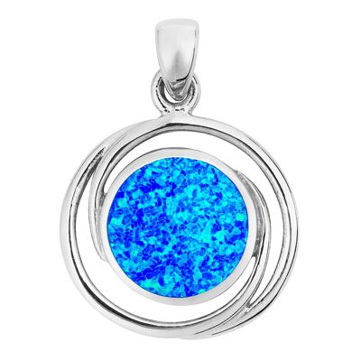 Pendentif Cercles Opale Bleue