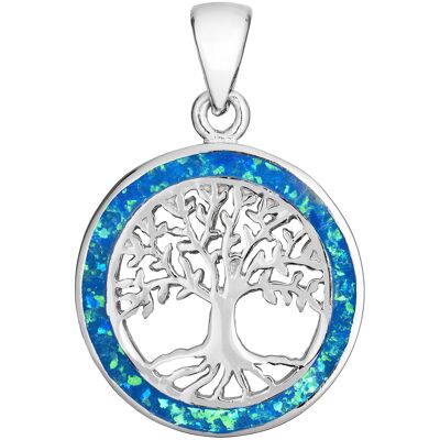Absolutely Stunning Blue Opal Tree of Life Pendant
