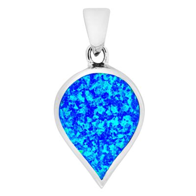 Pendentif goutte d'eau inversée en opale bleue