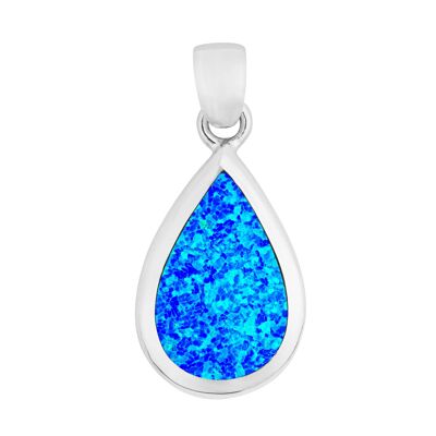 Beau pendentif en forme de larme d'opale bleue