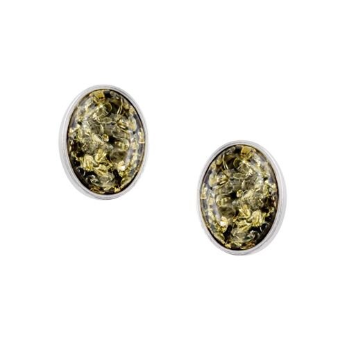 Green Amber Oval Studs