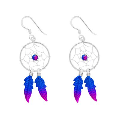 Large Purple Dreamcatcher Earrings