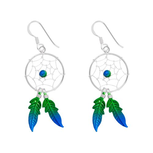 Large Green Dreamcatcher Earrings