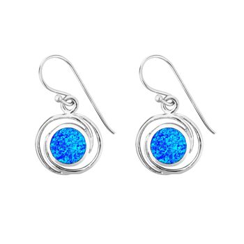 Boucles d'Oreilles Cercles Opale Bleue