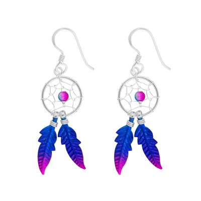 Purple Magenta Dreamcatcher Earrings