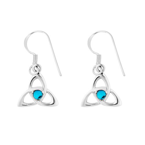 Dainty Turquoise Goddess Triquetra Earrings
