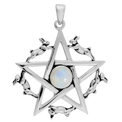 Leaping Hares Pentagram Pendant