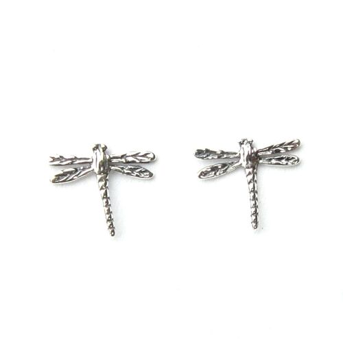 Beautiful Silver Dragonfly Studs