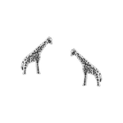 Hermosos aretes de jirafa plateados