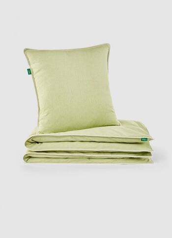 Housse de couette et oreiller vert pomme - Petit 1