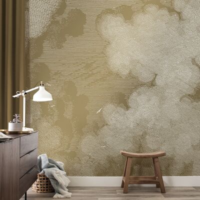 Goud behang Engraved Clouds 200 x 280 cm (4 sheets)