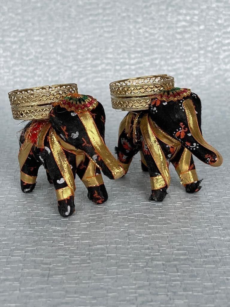 ENSEMBLE DE BOUGEOIRS HANDMADE ELEPHANT TEA LIGHT - NOIR (2 DANS UN ENSEMBLE)