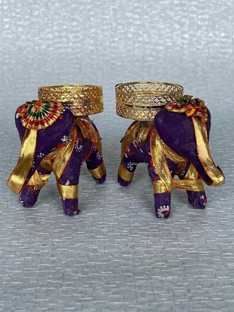 ENSEMBLE DE BOUGIES À PLAT ÉLÉPHANT FAIT À LA MAIN - VIOLET (2 DANS UN ENSEMBLE)