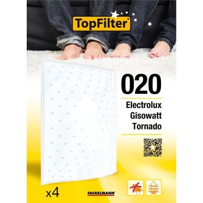 Juego de 4 filtros de vacío de cubeta TopFilter Premium de Electrolux y Tornado