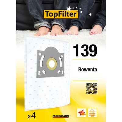 Juego de 4 bolsas de aspiradora para Rowenta TopFilter Premium