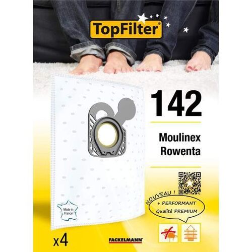 Lot de 4 sacs aspirateur Rowenta Hygiène+ TopFilter Premium