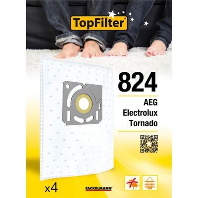 Juego de 4 bolsas de aspiradora para Electrolux y Tornado TopFilter Premium