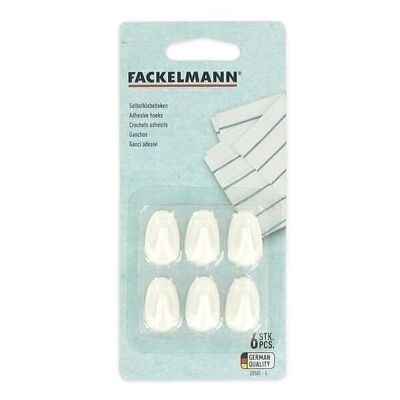 Set of 6 Fackelmann Tecno mini white adhesive hooks