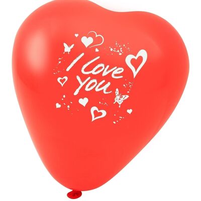 Set of 5 red heart balloons with Fackelmann Eco Friendly inscription