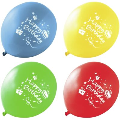 Set aus 8 farbigen Luftballons mit der Aufschrift "Happy Birthday" Fackelmann