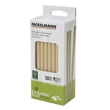 Boite de 50 pailles en papier rigide brun Fackelmann Eco Friendly 3