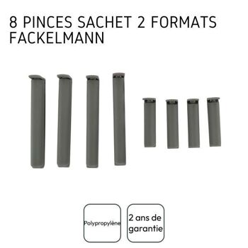 Lot de 8 clips fermeture de sachet Fackelmann Tecno 4