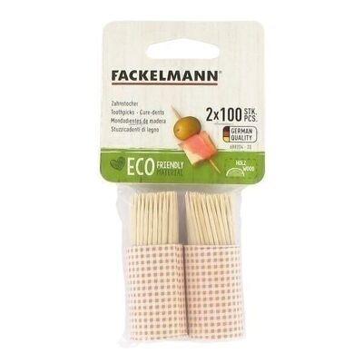 Set of 2 kegs of 100 wooden toothpicks Fackelmann Wood Edition