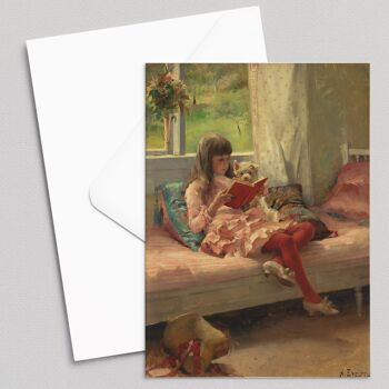 Bons amis (Portrait de la sœur de l'artiste Bertha Edelfelt) - Albert Edelfelt - Carte de vœux 1