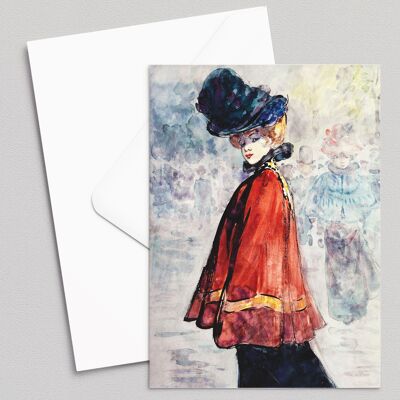 Elegant in Red Cape - Henry Somm - Greetings Card