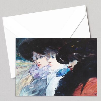 Three Women in Profile - Henry Somm - Greetings Card