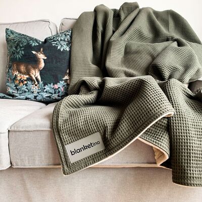 Comoda coperta “Perfect” - verde bosco / bianco sabbia - 145 x 210 cm